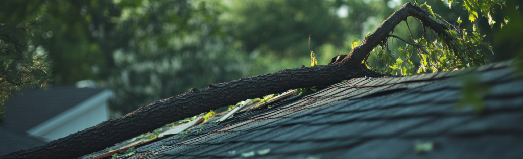 tree branch fallen on roof