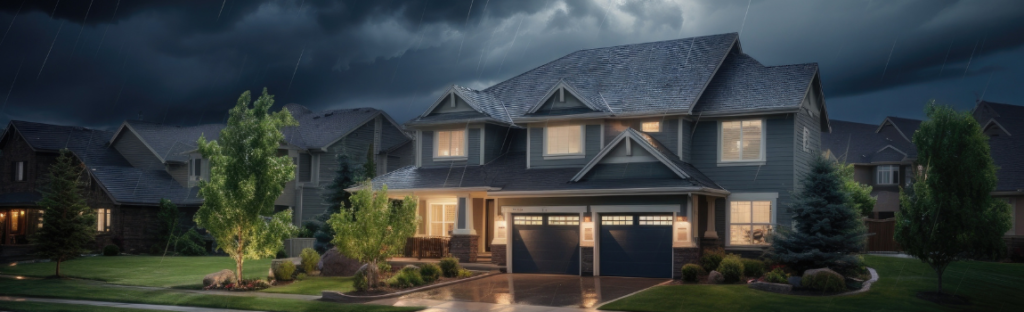 two homes in thunderstorm