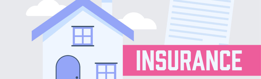 illustration of home and insurance word with paper